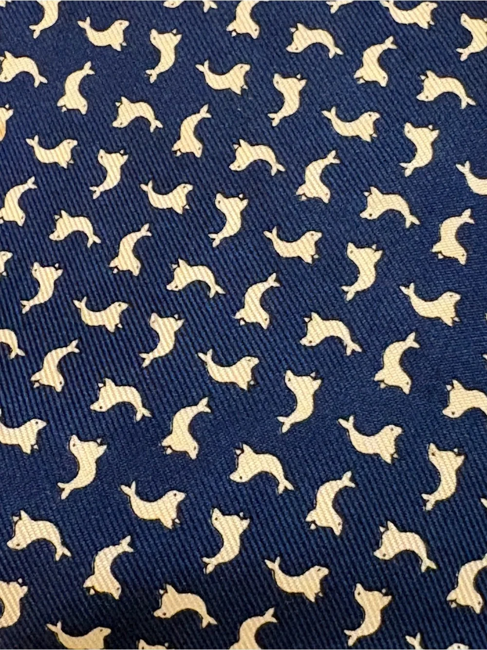 Salvatore Ferragamo Navy Tie with white Seals, new. 100% silk